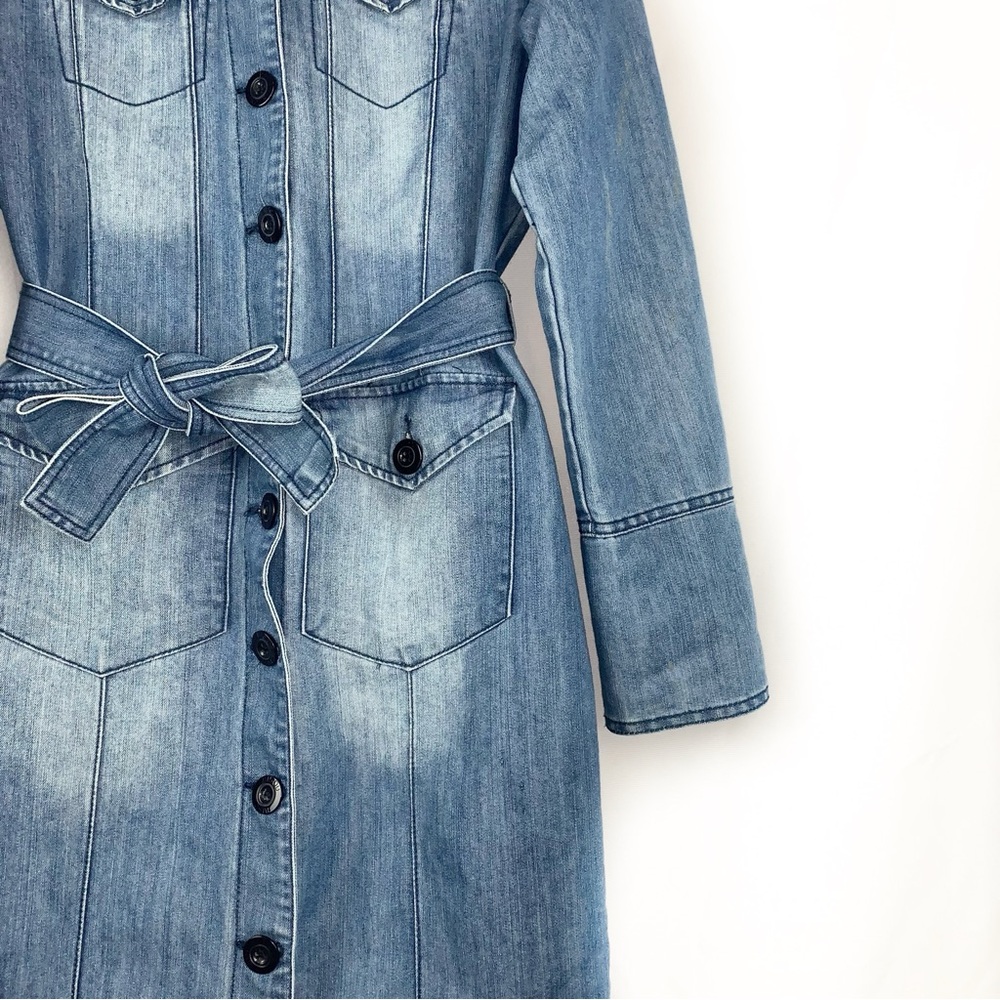 Bisou Bisou Button Front Denim Midi Dress - Picture 2 of 7